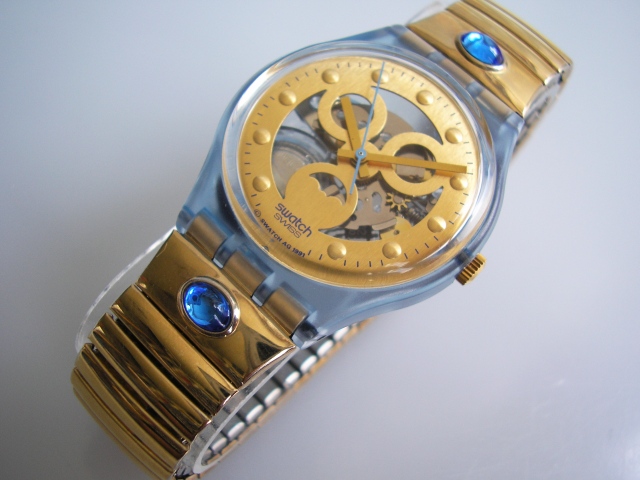 VINTAGE SWATCH GENT FLEX GOLD SMILE +new and unworn+  